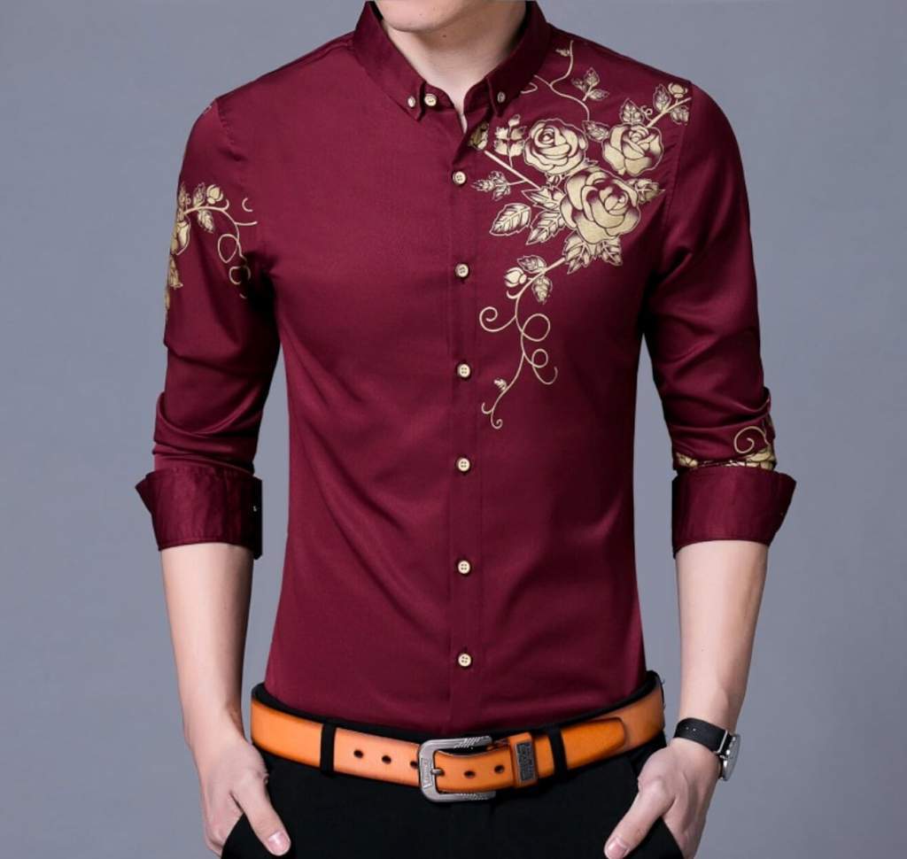 Mens Slim Fit Long Sleeve Floral Shirt Selah eCommerce Mens Slim Fit Long Sleeve Floral Shirt Selah eCommerce