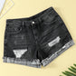 Women's Distressed Ripped Rolled Hem Blue Denim Shorts
