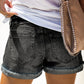 Women's Distressed Ripped Rolled Hem Blue Denim Shorts