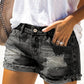 Women's Distressed Ripped Rolled Hem Blue Denim Shorts