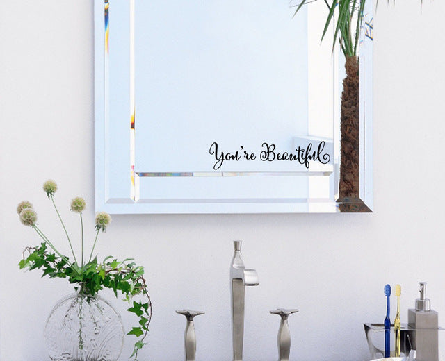 "You're Beautiful" Wall Sticker/Art (removable)