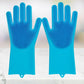 Pet Grooming Silicone Rubber Scrubber Gloves - Blue