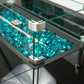 Outdoor 44" Fire pit Table Rectangle  with 8mm Tempered Glass Tabletop