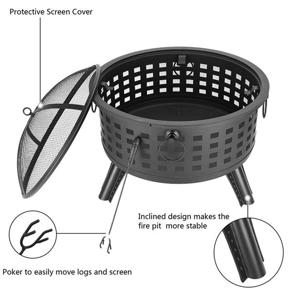 26” Round Lattice Fire Bowl