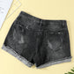 Women's Distressed Ripped Rolled Hem Blue Denim Shorts